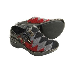 COMFY BORN WOOL MULES MATTIE WMS SOUTHWEST BROWN LEATHER SIZE 9/40.5